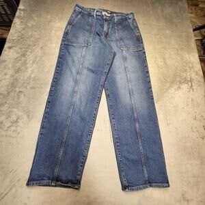 Old Navy Jeans Womens 12 Blue High-Rise Loose Utility Carpenter Straight Denim